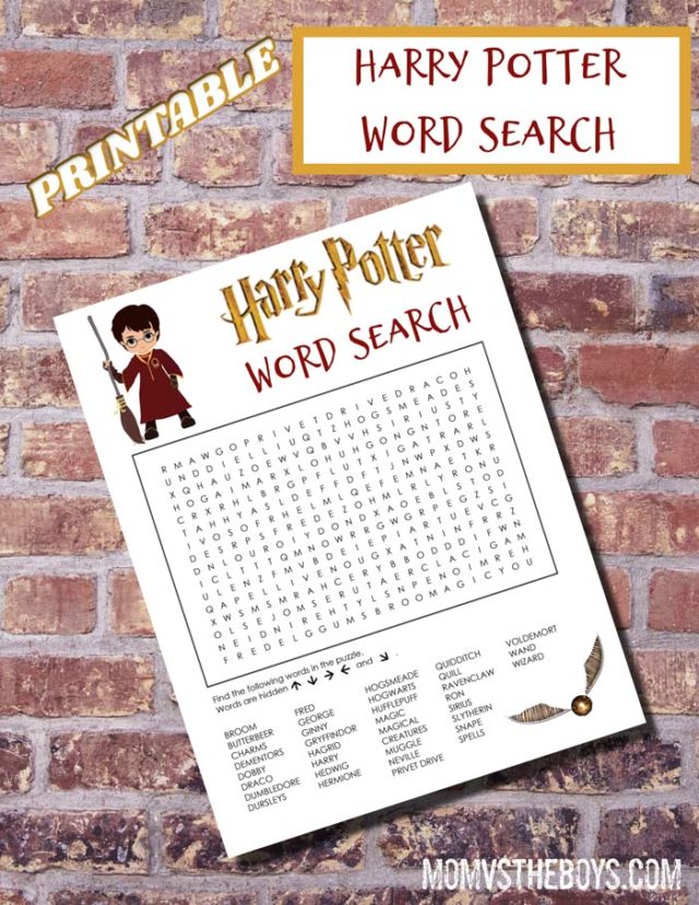 Harry Potter Word Search Puzzle – Mom vs the Boys