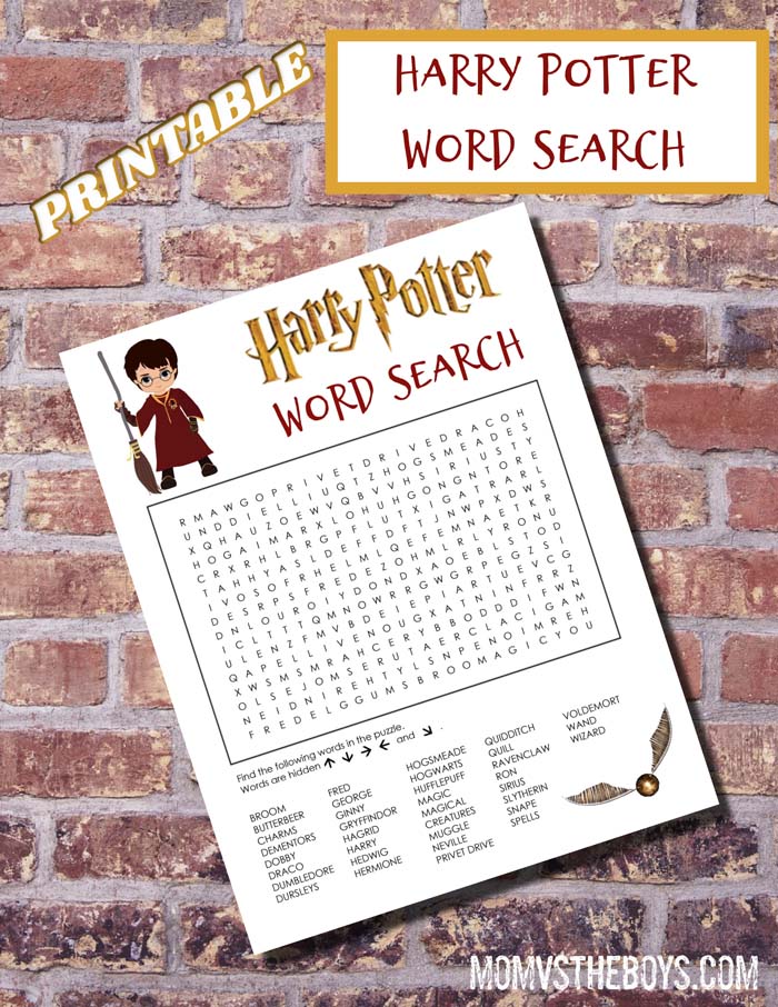 Harry Potter Word Search Puzzle - Mom vs the Boys