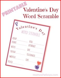 Valentines Day Word Scramble