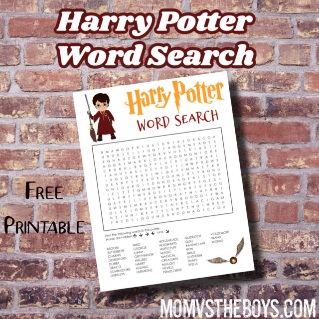 Harry Potter Word Search Puzzle – Mom vs the Boys