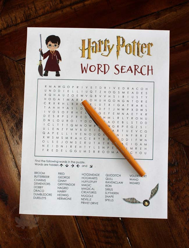harry potter word search 