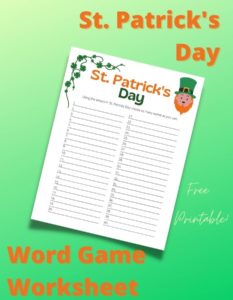 St. Patrick's Day Word Game