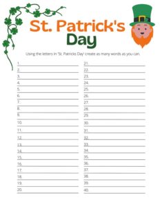 St. Patrick's Day Word Game Printable – Mom vs the Boys