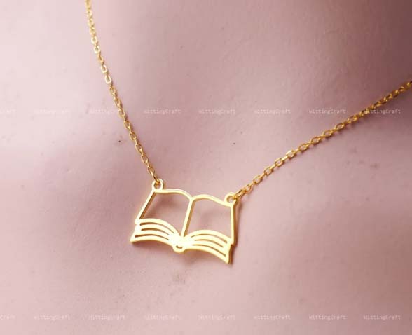open book necklace