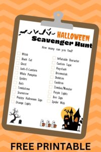 free printable halloween scavenger hunt