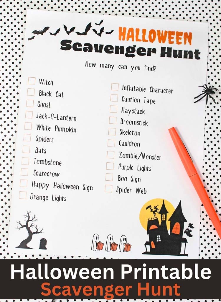 free printable Halloween scavenger hunt