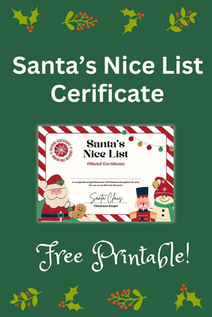 Santa's Nice List Certificate Printable