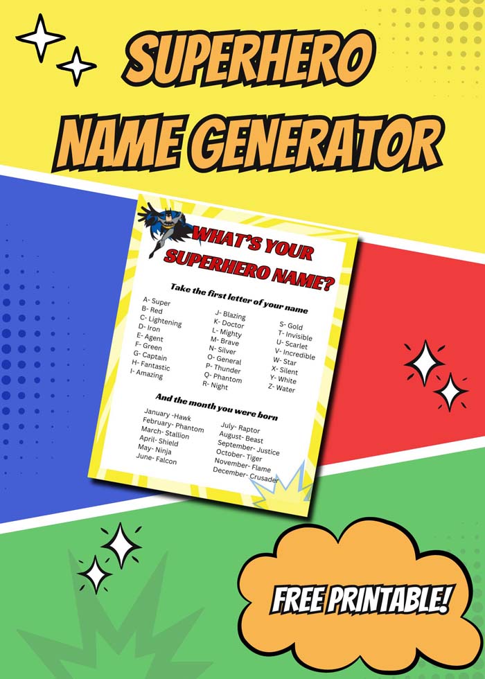 superhero name generator printable