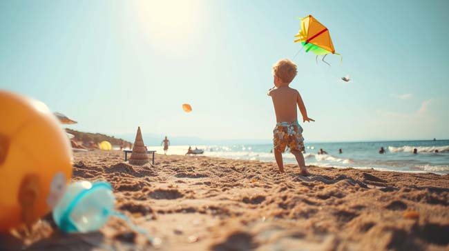 boy flying kite