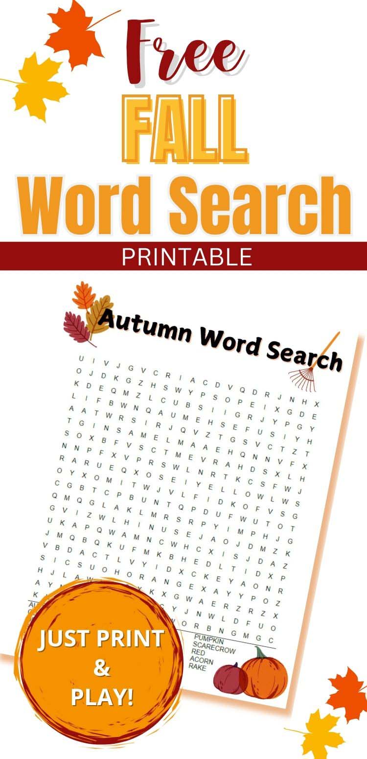 Fall Word Search Puzzle Printable