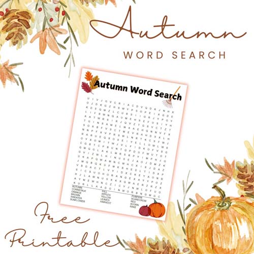 Fall Word Search Free Printable