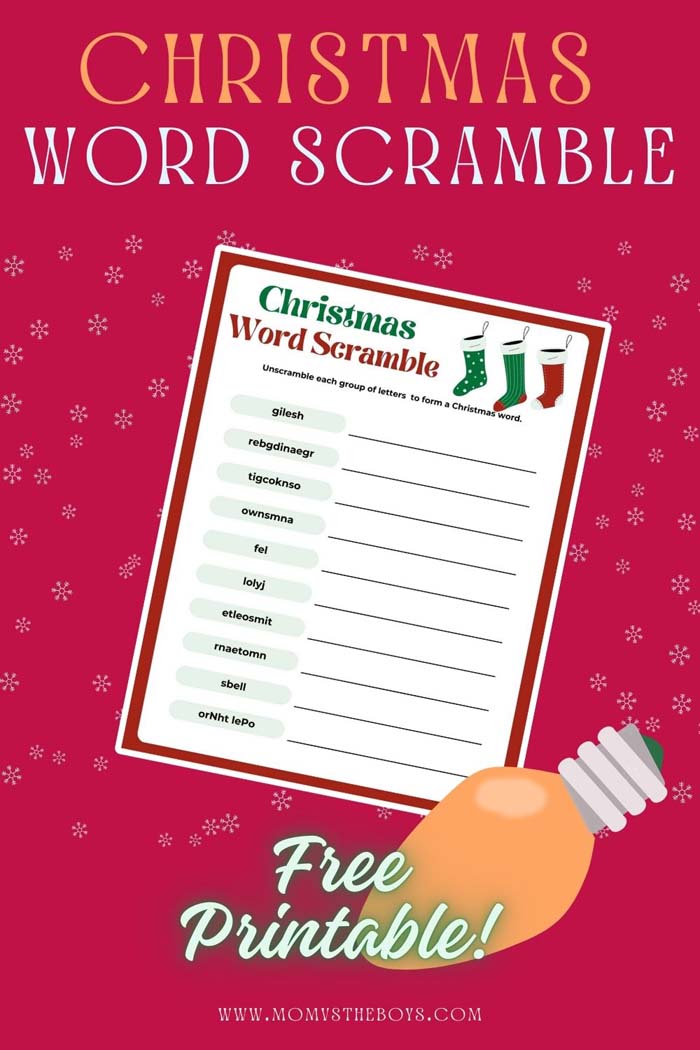 holiday word scramble printable